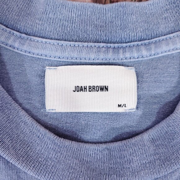 *READ* Joah Brown Womens Size M/L Blue Short Sleeve Crewneck T-Shirt Tee - Picture 7 of 11